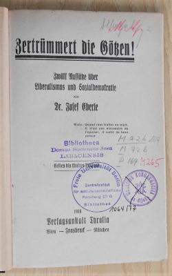 M 72b 104 : Zertrümmert die Götzen! : zwölf Aufsätze über Liberalismus und Sozialdemokratie (1918)