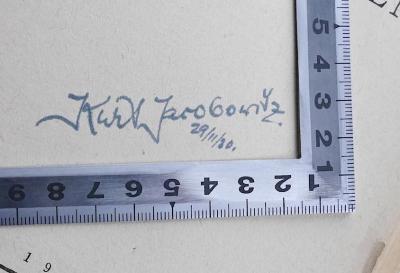 Ex 861 : Jüdische Wanderungen (1922);- (Jacobowitz, Kurt), Von Hand: Autogramm, Name, Datum; 'Kurt Jacobowitz 29/11/30.'. 