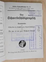 SA 405 : Das Schwerbeschädigtengesetz : Kommentar zum Gesetz über d. Beschäftigung Schwerbeschädigter. (1928)