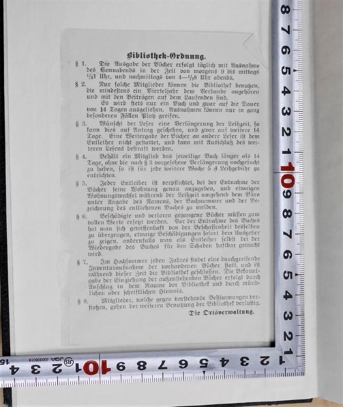SA 1330-20 : Zwanzigster Jahres- und Kassenbericht der Berliner Gewerkschafts-Kommission und Bericht des Arbeiter-Sekretariats Berlin pro 1908 (1909);-, Etikett: Berufsangabe/Titel/Branche; 'Bibliothek-Ordnung
...'