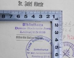 - (Bibliotheca Domus Societatis Jesu Labacensis), Stempel: Name, Berufsangabe/Titel/Branche, Ortsangabe; 'Bibliotheca Domus Societatis Jesu Labacensis '. 