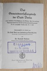 SA 641 : Das Gemeindeverfassungsrecht der Stadt Berlin (1931)