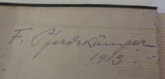 - (Pferdekämper, Fritz), Von Hand: Autogramm, Name, Datum; 'F. Pferdekämper 1913'. 