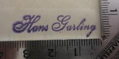 - (Garling, Hans), Stempel: Name; 'Hans Garling'. 