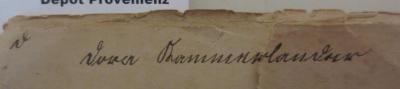  Der Kleine Katechismus Dr. Martin Luthers nebst Bibelsprüchen, Kirchenliedern und Choralmelodien (1907);- (Kammerlander, Dora), Von Hand: Autogramm, Name; 'd 
Dora Kammerlander'. 