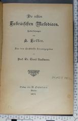 H 108 HELL : Die echten hebräischen Melodieen (1893)