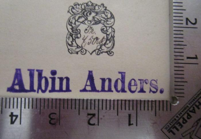  Charakterbilder aus der Deutschen Kulturgeschichte (1901);- (Anders, Albin), Stempel: Name; 'Albin Anders.'.  (Prototyp)