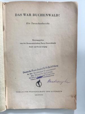 88/80/40454 : Das war Buchenwald! Ein Tatsachenbericht (1945)