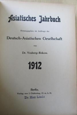 C 739-1912 : Asiatisches Jahrbuch (1912)