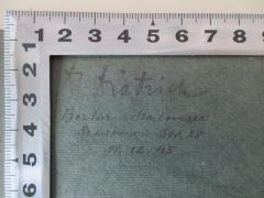 - (Dietrich, Dr.), Von Hand: Name, Ortsangabe, Datum; 'Dr. Dietrich
Berlin-Halensee
Seesener Str. 28
11.12.45'. 