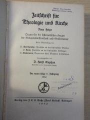BA 8900 (ausgesondert) : Zeitschrift für Theologie und Kirche: neue Folge. Organ für die systematischen Fragen der Religionswissenschaft und Geisteskultur (1930)