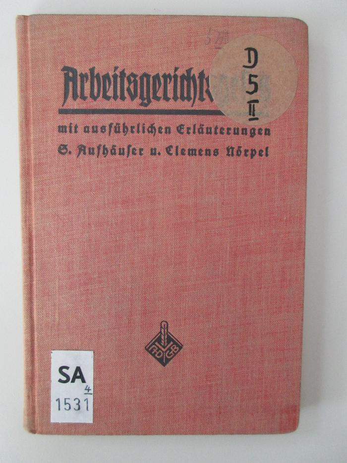 SA 1531 4 : Arbeitsgerichts-Gesetz (1927)