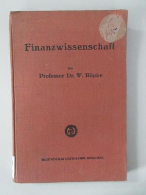 SA 117 : Finanzwissenschaft (1929)