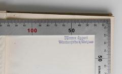 -, Stempel: Name, Berufsangabe/Titel/Branche, Ortsangabe; 'Pfarrer Eggert, Blankenfelde b/ Mahlow'