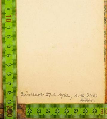 - (Zänkert), Von Hand: Buchbinder; 'Zänkert 27.2.1952, 1.10 DMW Au[?]'. 