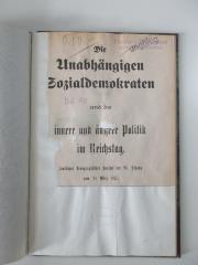 Bb 90 : Die unabhängigen Sozialdemokraten und die innere und äussere Politik im Reichstag : Amtlicher stenographischer Bericht der 96. Sitzung vom 30. März 1917 (ca. 1917)