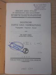 A XII 2 (ausgesondert) : Deutsche Justiz und Verwaltung. Vergangenheit, Gegenwart, Zukunft (1935)