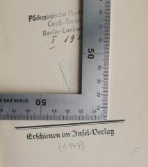 - (Pädagogische Hochschule Berlin), Radiert / Rasiert: Signatur; '3B/17[?]'. 