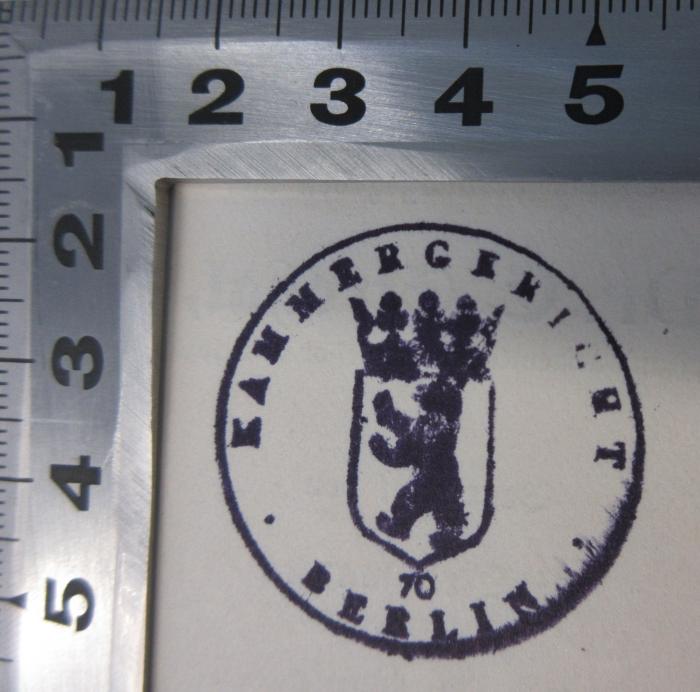 - (Kammergericht Berlin), Stempel: Wappen; 'Kammergericht Berlin'. 