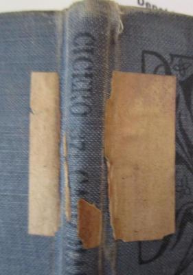  M. Tullii Ciceronis Cato maior de senectute, Laelius de amicitia, Paradoxa (o.J.);- (Universität Berlin), Etikett: Signatur. 