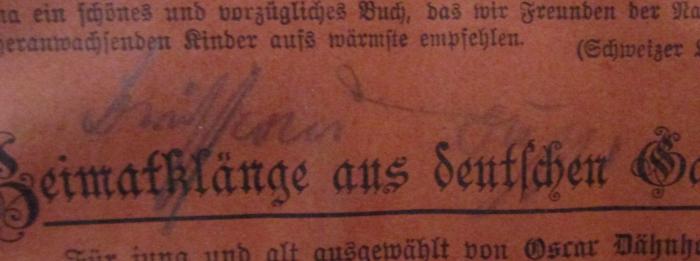  M. Tullii Ciceronis Cato maior de senectute, Laelius de amicitia, Paradoxa (o.J.);- (Feilchenfeld, Hans), Von Hand: Notiz; '[...]'. 