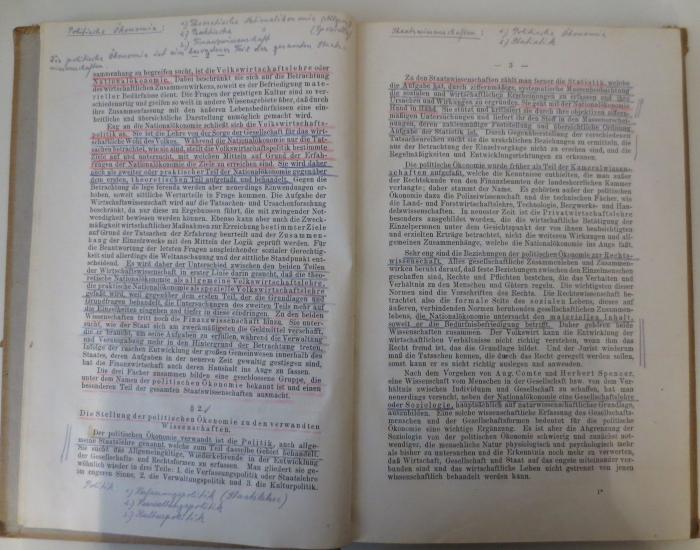  Leitfaden zum Studium der politischen Oekonomie. Erster Teil: Nationalökonomie (1921);- (unbekannt), Von Hand: Annotation. 