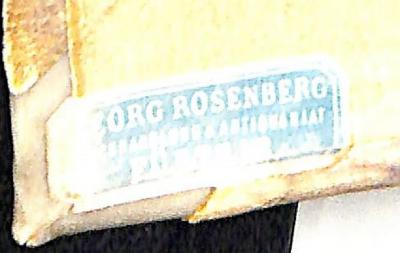 - (Georg Rosenberg (Buchhandlung/Antiquariat)), Etikett: Buchhändler; 'Georg Rosenberg / Buchhandlung & Antiquariat / Fürth i. B.'. 