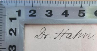 - (Hahn, Friedrich ), Von Hand: Name; 'Dr. Hahn.'. 