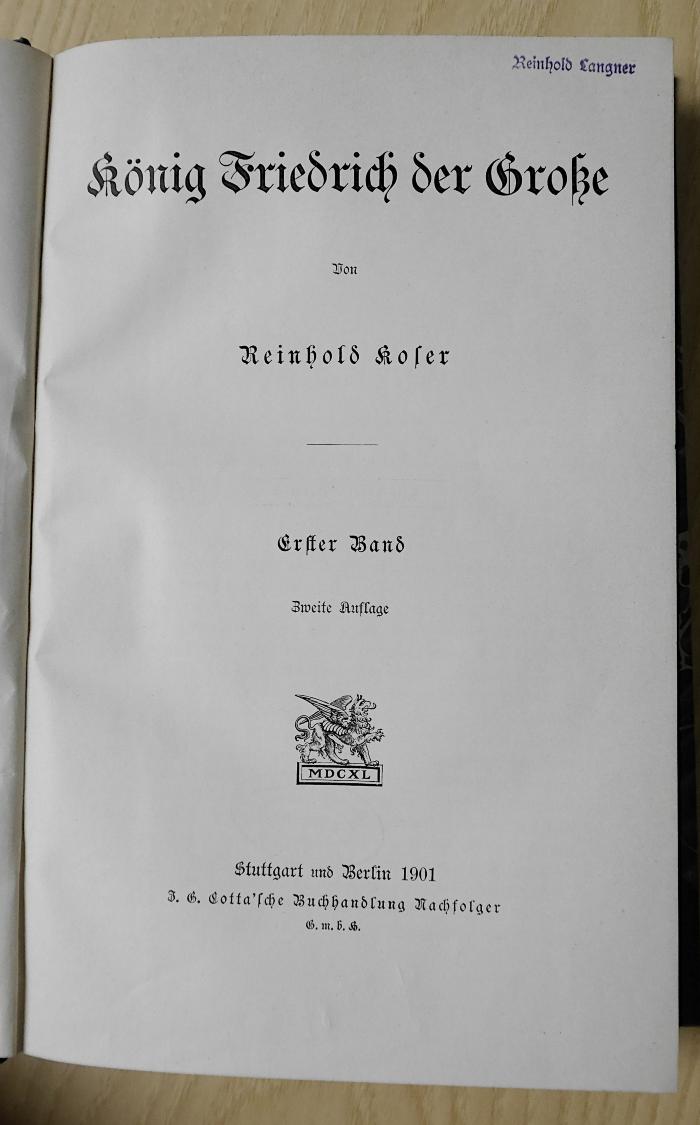 Gd 469-1 und -2 &lt;2&gt; : König Friedrich der Große. 1. und 2. Band (1901)