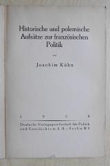 Gi 84 : Historische und polemische Aufsätze zur französischen Politik (1920)