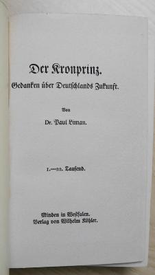 Gf 438 : Der Kronprinz. Gedanken über Deutschlands Zukunft. (1914)