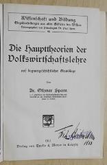 SH 1523 : Die Haupttheorien der Volkswirtschaftslehre auf dogmengeschichtlicher Grundlage (1911)