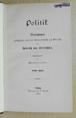 Ig 106-1a : Politik. Vorlesungen. 1. Band (1897)