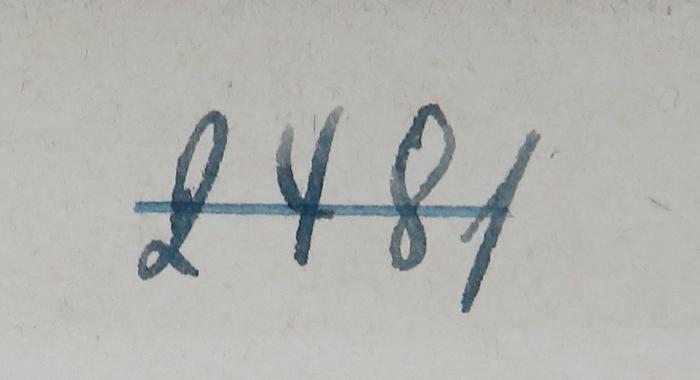- (NSDAP-Gauarchiv und -museum Südhannover-Braunschweig), Von Hand: Signatur; '2481'. 