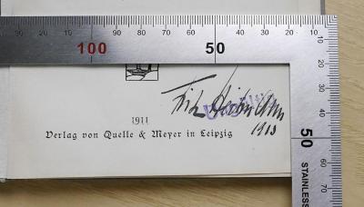 - (Heitmann, Fritz), Von Hand: Name; 'Fritz Heitmann 1915'. 