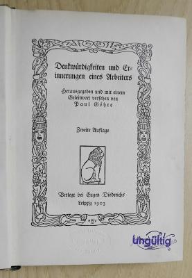 Gd 267-1 : Denkwürdigkeiten und Erinnerungen eines Arbeiters. (1903)