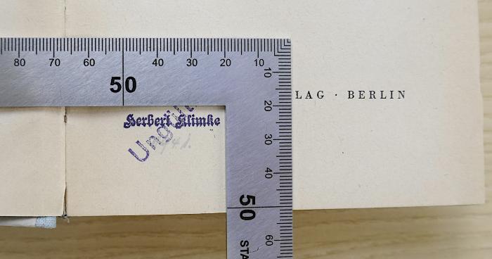 - (Klimke, Herbert), Stempel: Name; 'Herbert Klimke [+ Datum]'.  (Prototyp)