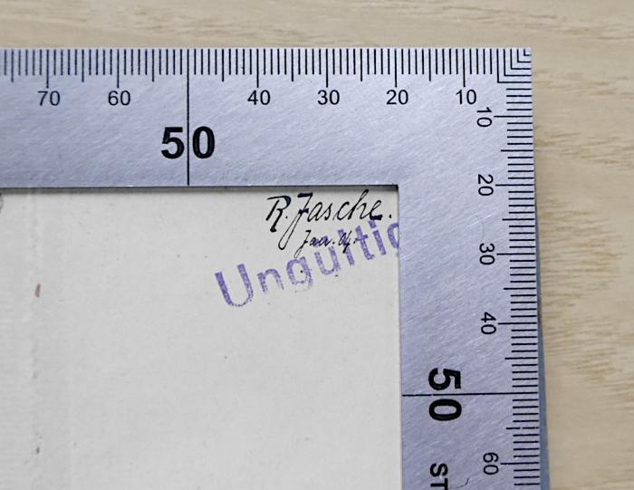 - (Jasche, R. ), Von Hand: Name; 'R. Jasche. Jan. 04.'. 