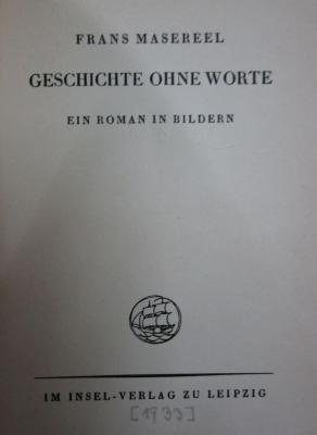 Db 861: Geschichte ohne Worte : Ein Roman in Bildern (1933)