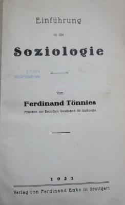 Fb 57 2. Ex.: Einführung in die Soziologie (1931)