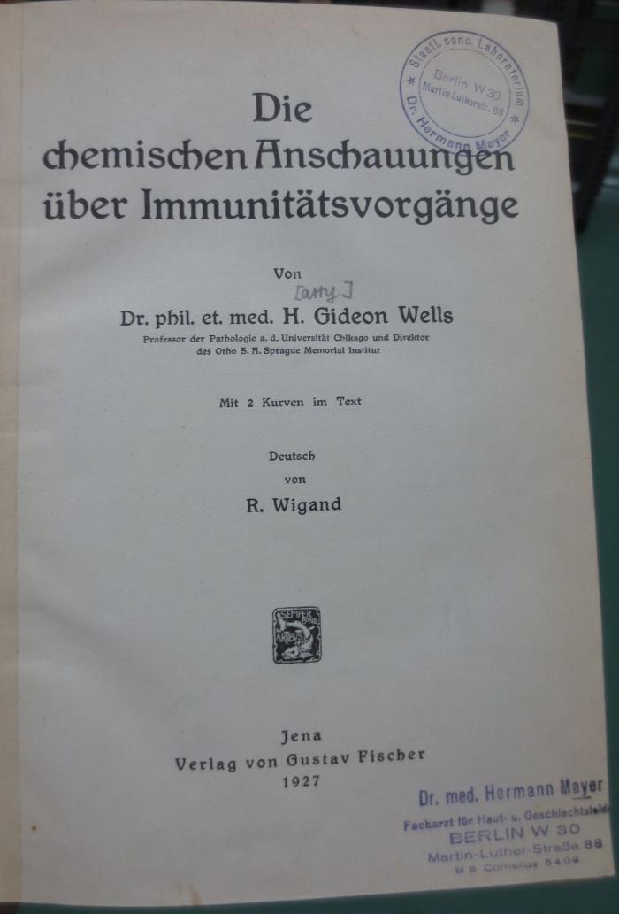 Kk 418: Die chemischen Anschauungen über Immunitätsvorgänge (1927)