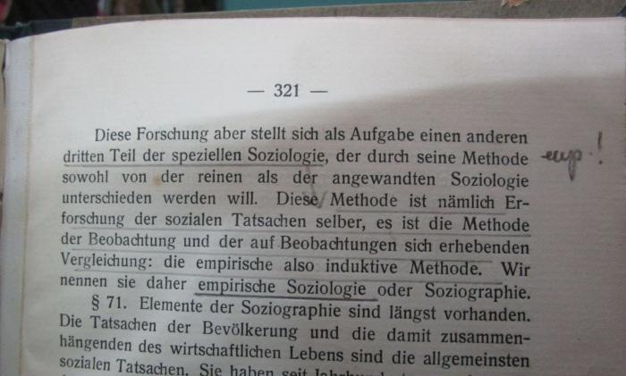 Fb 57 2. Ex.: Einführung in die Soziologie (1931);- (unbekannt), Von Hand: Annotation. 