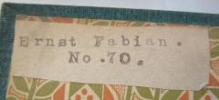 J / 343 (Fabian, Ernst), Etikett: Name, Exemplarnummer; 'Ernst Fabian.
No. ##.'.  (Prototyp)