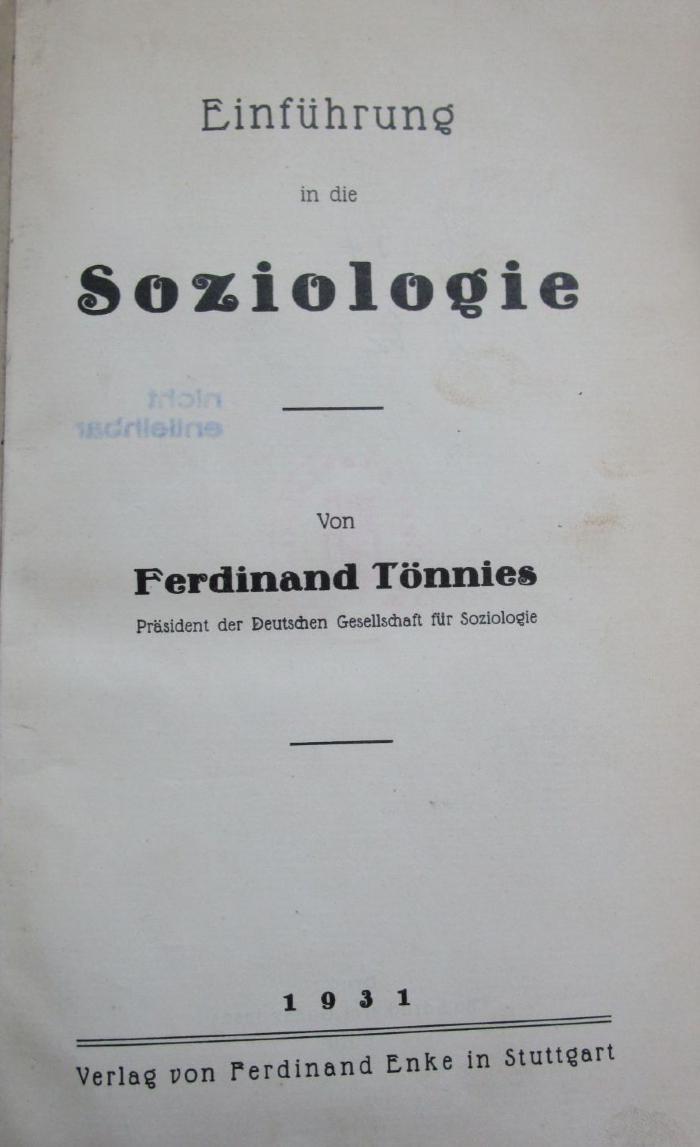 Fb 57 2. Ex.: Einführung in die Soziologie (1931)