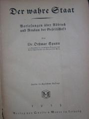 Fd 129 b: Der wahre Staat : Vorlesungen über Abbruch und Neubau der Gesellschaft (1923)