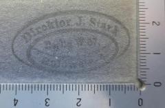 - (Stark, Jean), Stempel: Berufsangabe/Titel/Branche, Name, Ortsangabe; 'Direktor J. Stark
Berlin W 57,
Bülowstr. 4.'.  (Prototyp)