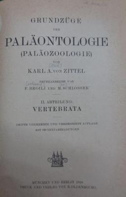 Ke 194 c 2: Grundzüge der Paläontologie (Paläozoologie). II. Abteilung: Vertrebrata (1918)