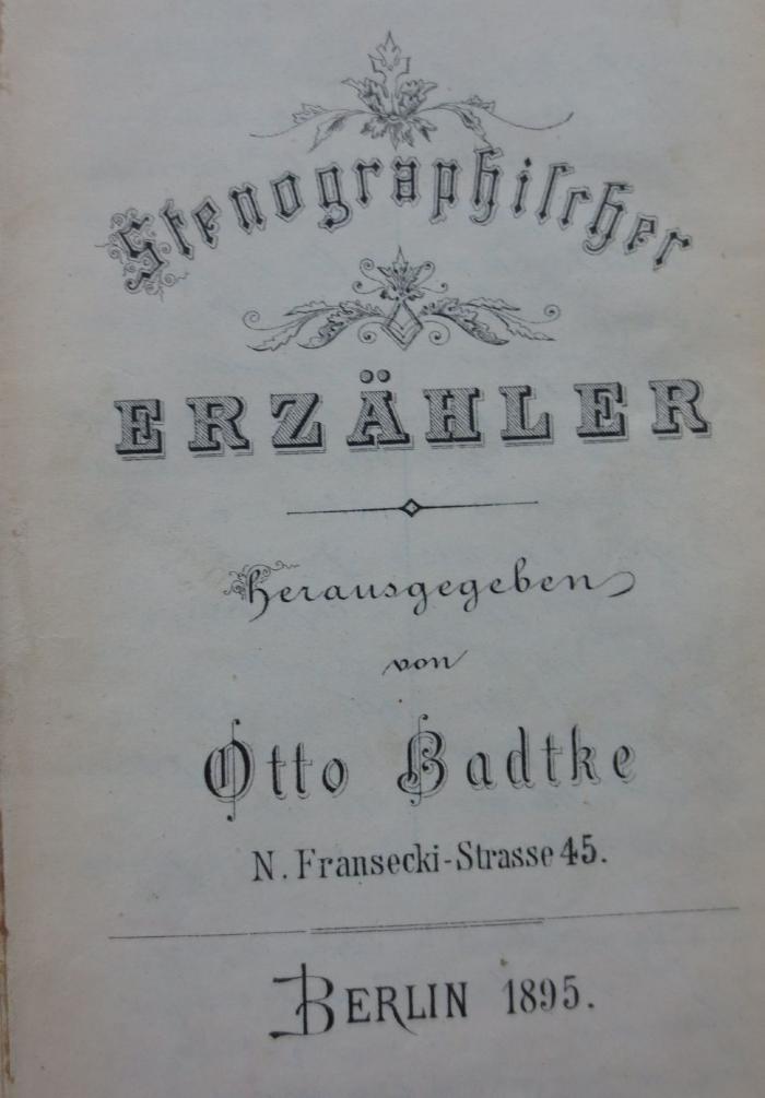 Oa 172 1927: Stenographischer Erzähler (1895)
