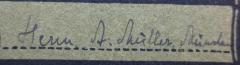 - (Müller, A.), Von Hand: Widmung, Name, Ortsangabe; 'Herrn A. Müller, München'. 