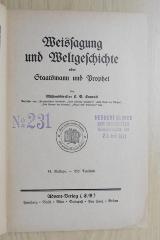 SA 2149 14 : Weissagung und Weltgeschichte oder Staatsmann und Prophet (1924)